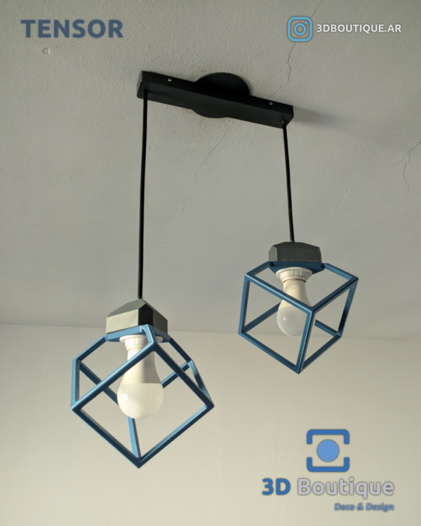 Lámpara Colgante Techo TENSOR Doble – Estructura Geométrica y Base Orientable